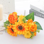 bouquet fleurs artificielles pivoine orange rouge beige vert blanc decoration mariage intérieur classique