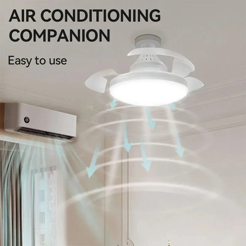 ventilateur rétractable lumière led blanc moderne télécommande variateur intensité minimaliste contemporain