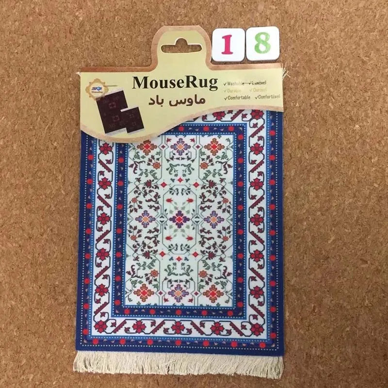 tapis souris non glissant ornements floraux rouge bleu beige dense traditionnel
