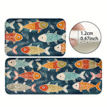 tapis poissons colorés moderne imperméable fond antidérapant polyester velours intérieur extérieur bleu foncé orange