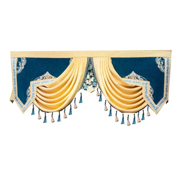 rideau fleuri brodé classique bleu jaune beige rose franges large choix tailles