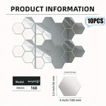 miroir hexagonal moderne blanc géométrique 10 pièces adhésif auto collantintérieur décoration artísticopaque