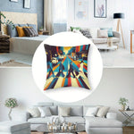coussin pop art the beatles abbey road zip multicolore 45x45cm polyester carré déco lit