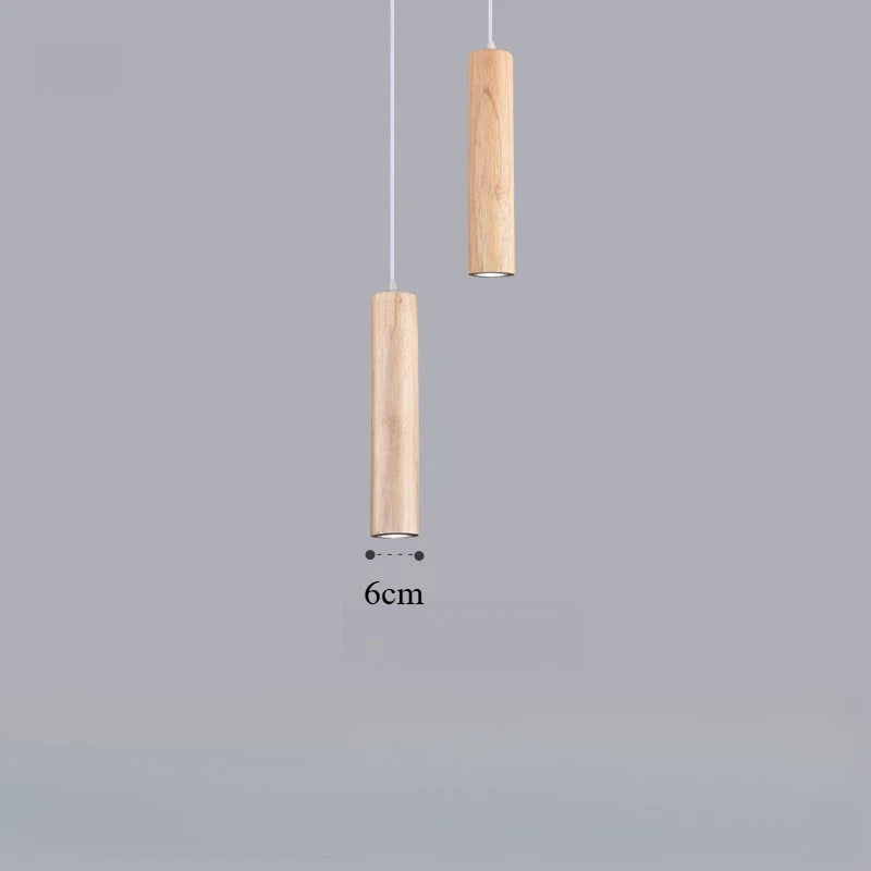 Lampes suspendues bois minimaliste modernes chambre salon éclairage LED marron foncé beigeclair