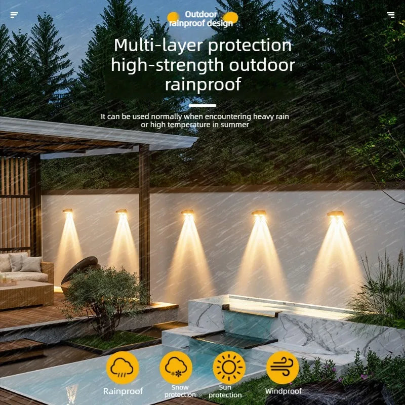 éclairage solaire mural haute luminosité led noir étanche extérieur jardin allée moderne