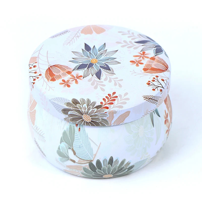 boîtes rondes métal multicolores motifs floraux géométriques boho chic décoration maison