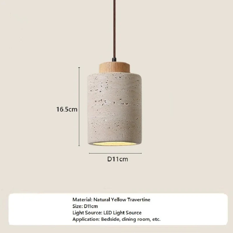lampe suspendue moderne minimaliste pierre beige brun texture naturelle câble noir salon chambre principal