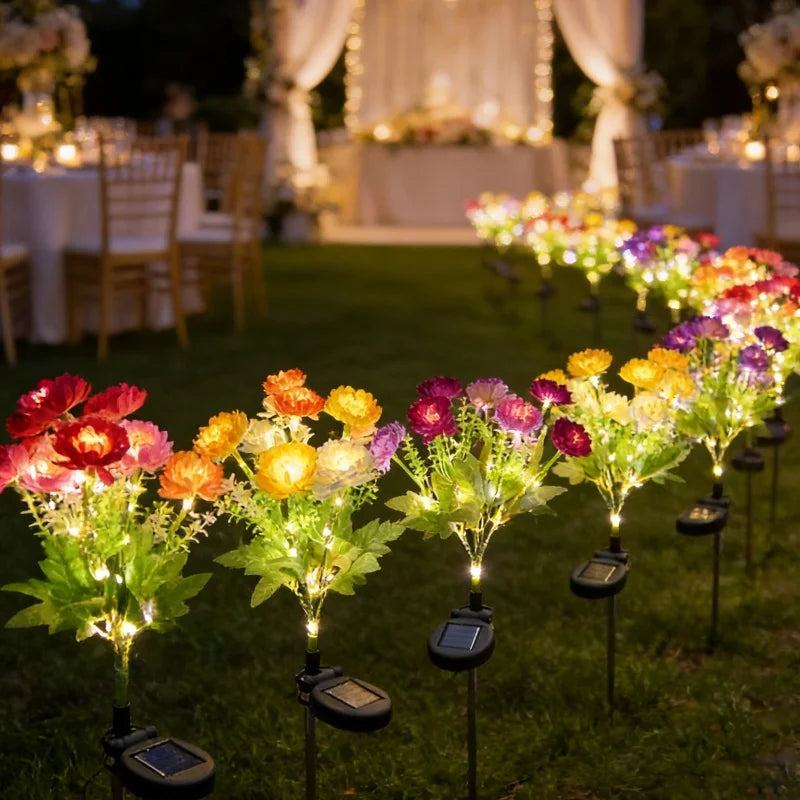 éclairage extérieur solaire fleurs artificielles bouquet lumineux moderne rouge jaune blanc violetextérieur patio jardin