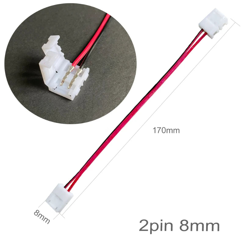 connecteur double tête bande led 2pin 3pin 4pin 5pin 6pin 15cm blanc rouge noir