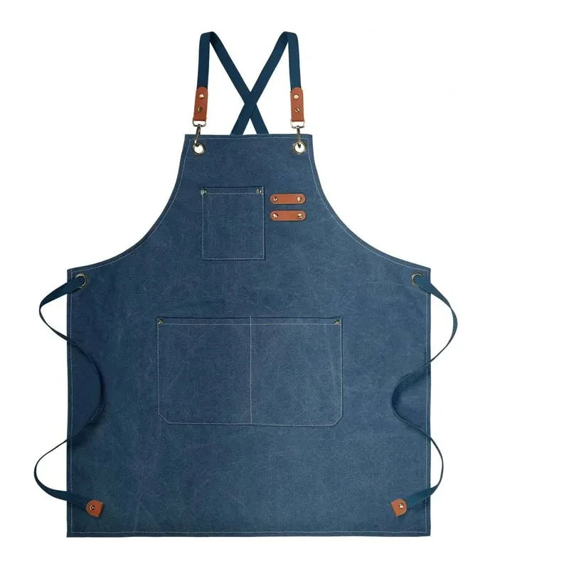 tablier travail toile coton vintage noir gris beige poches outils écrous cuir