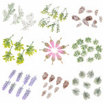 fleurs artificielles herbe cônes pin feuilles vert blanc rose violet décoration extérieure naturelle festive