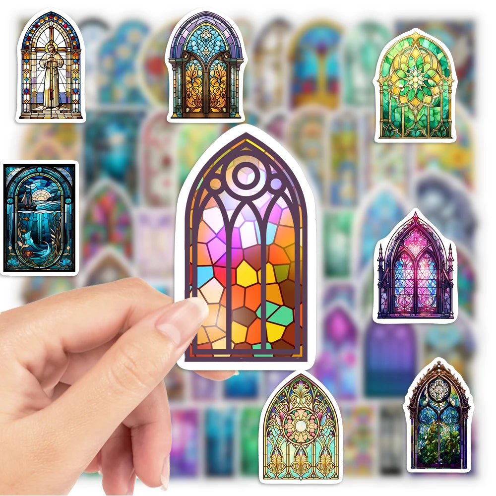 autocollants vitraux religieux multicolores adhésifs étanches modernes gothiques adolescents adultes