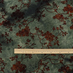 tissu velours vert fleurs brodé classique élastique jacquard biodegradable bricolage couture materiel ondule opacité