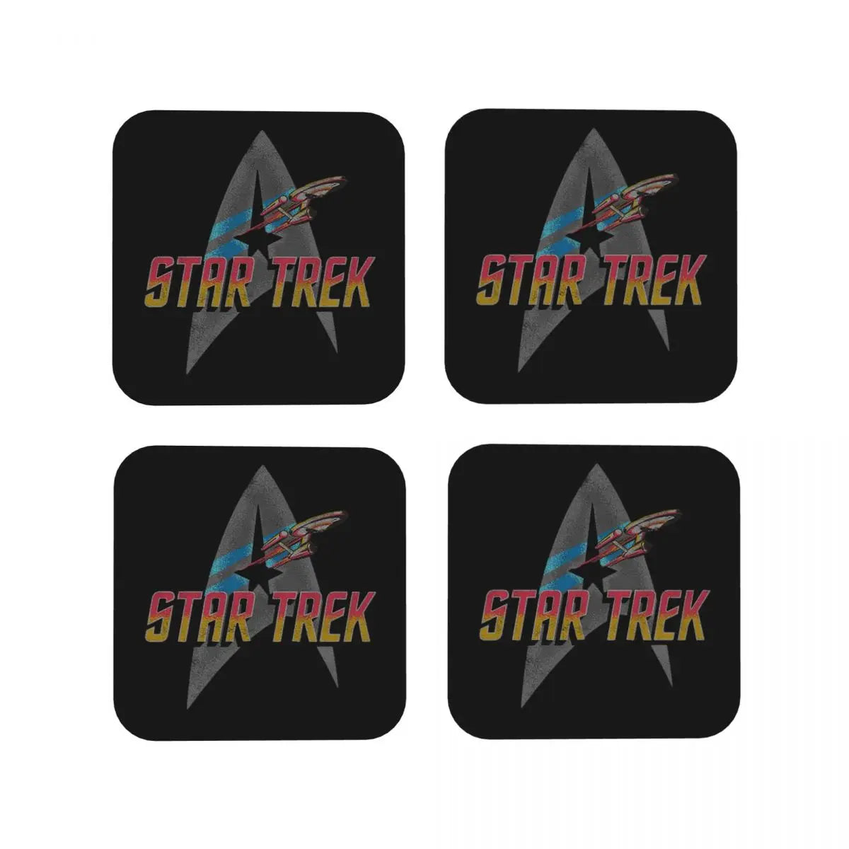sous verres starfleet command logo étoiles noir antidérapants moderne cuisine restaurant bar