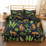 Chambre décorée avec housse de couette jungle
