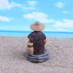 ornement jardin miniature pêcheur résine chapeau panier canne poisson texture rustique asiatiqueextérieur decorationfigurine