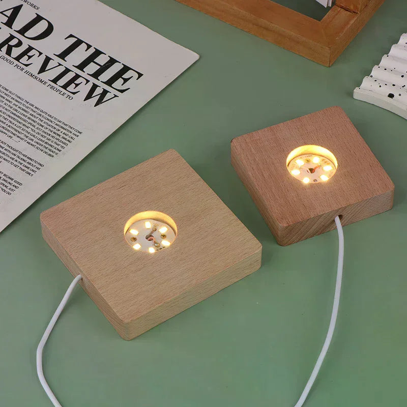 lampe led moderne bois naturel clair texture bois câble usb commande veilleuse deco 5cm