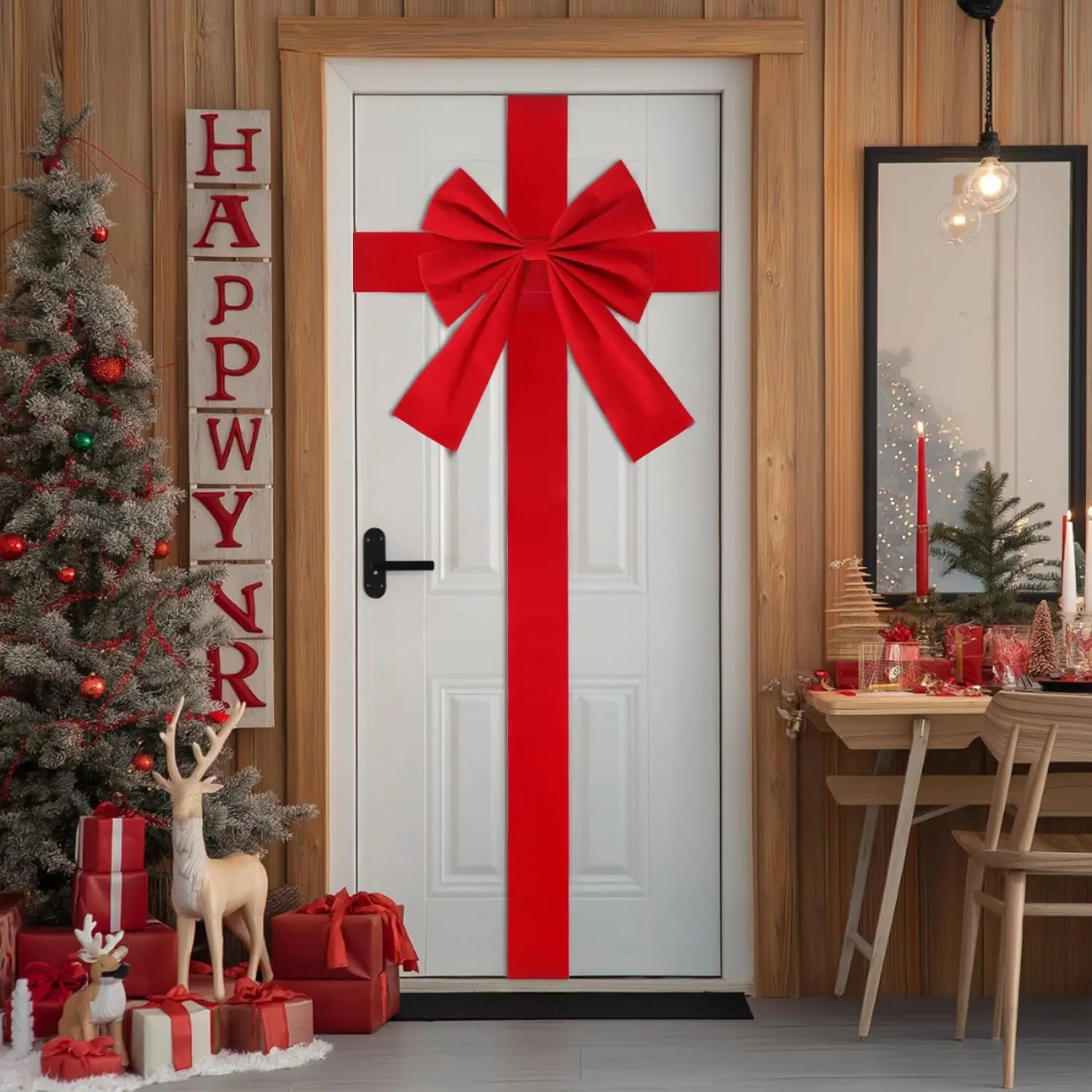 Décoration de porte d'entrée avec nœud papillon suspendu