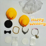canards caoutchouc mariage chapeau haut forme voile lunettes décoration festive argenté rose