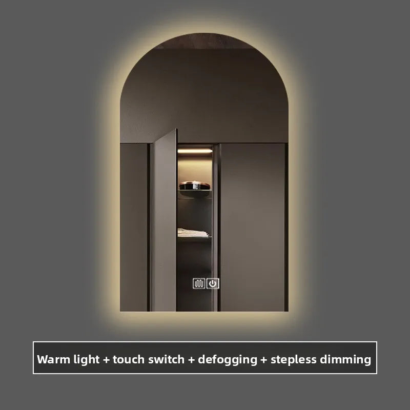 miroir intelligent éclairé led défogage moderne minimaliste gris beige lisse