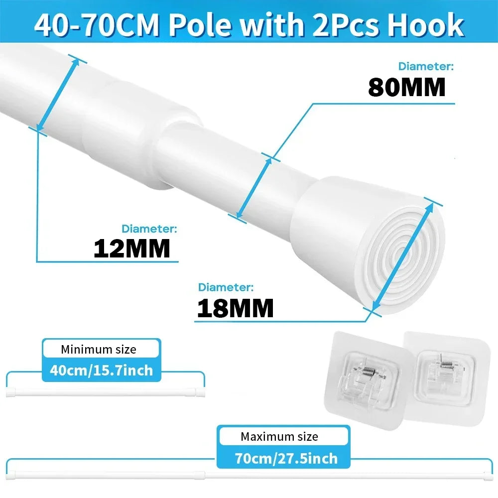 tige rideau tension réglable sans perçage moderne 130cm 250cm diamètre 22mm 26mm 30mm blanc
