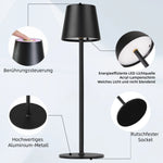 lampe table led rechargeable usb interrupteur tactile noir moderne(touch dimming abs batterie)