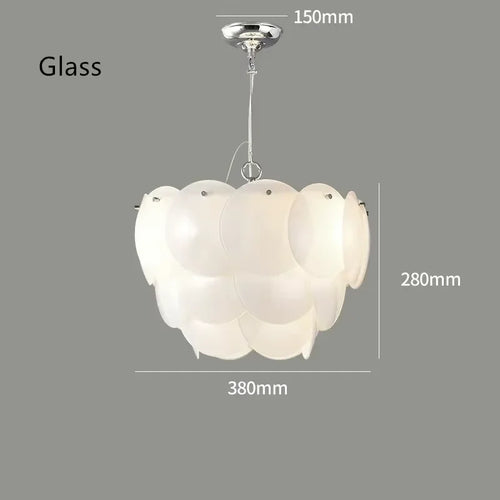 suspension lumineuse moderne verre blanc rond translucide salon salle manger cuisine