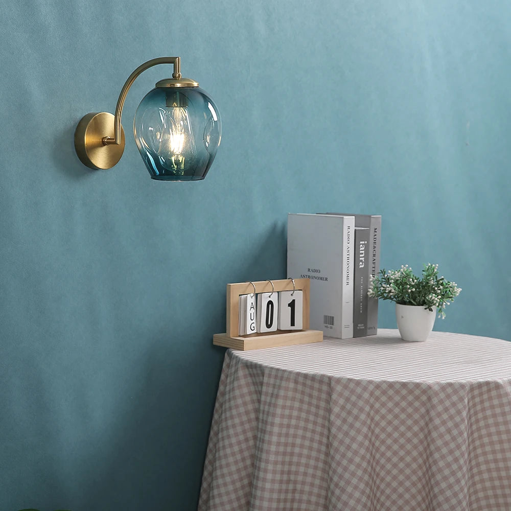 applique murale led moderne transparente or bleu gris cuisine chambre coucher salle manger entrée