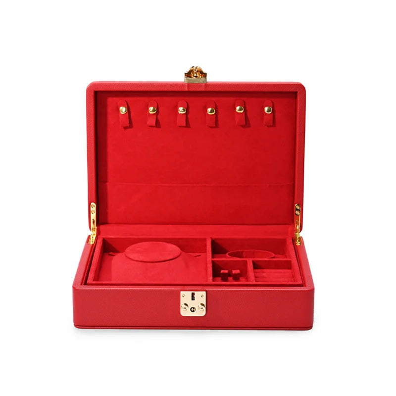 boîte bijoux velours rouge blanche rangement bracelet bague collier boucles d'oreilles pendentif classique respectueux