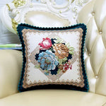 coussin carré brodé fleurs pompons élégant lavable 40x40cm 58x58cm polyester coton