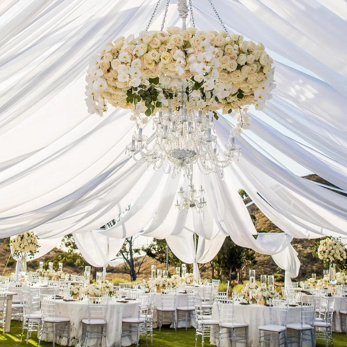 rideau transparent moderne blanc motifs floraux événements anniversaires fêtes mariage