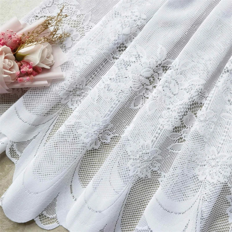 rideau blanc dentelle fleurs peony translucide fenetre classique romantique deco balcon