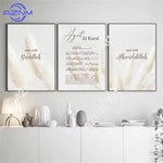 affiches toile minimaliste moderne motifs floraux texte calligraphique blanc beige doré 50x70 40x60 30x40
