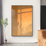 tableau moderne toile feuilles palmier orange beige sans cadre impression abstraite décoration salon chambre