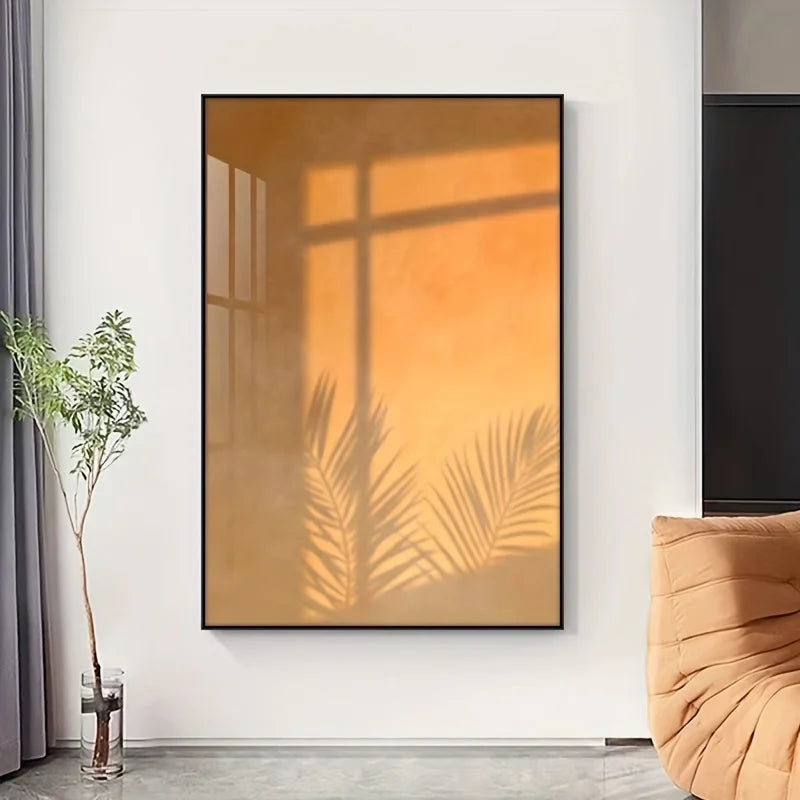 tableau moderne toile feuilles palmier orange beige sans cadre impression abstraite décoration salon chambre