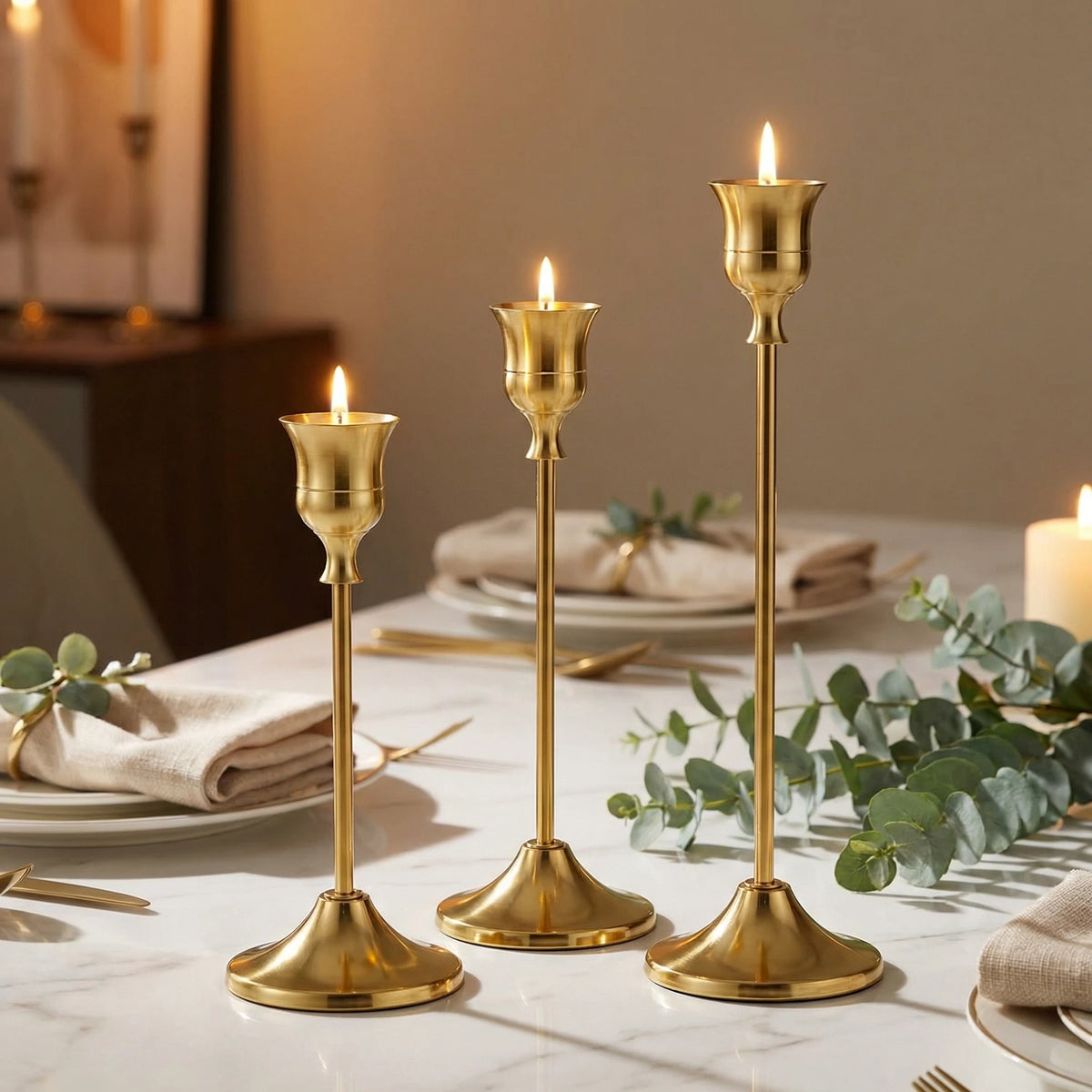décoration intérieure moderne bougeoirs dorés support bougie ensemble 6pcs 48pcs chandelles blanches maison
