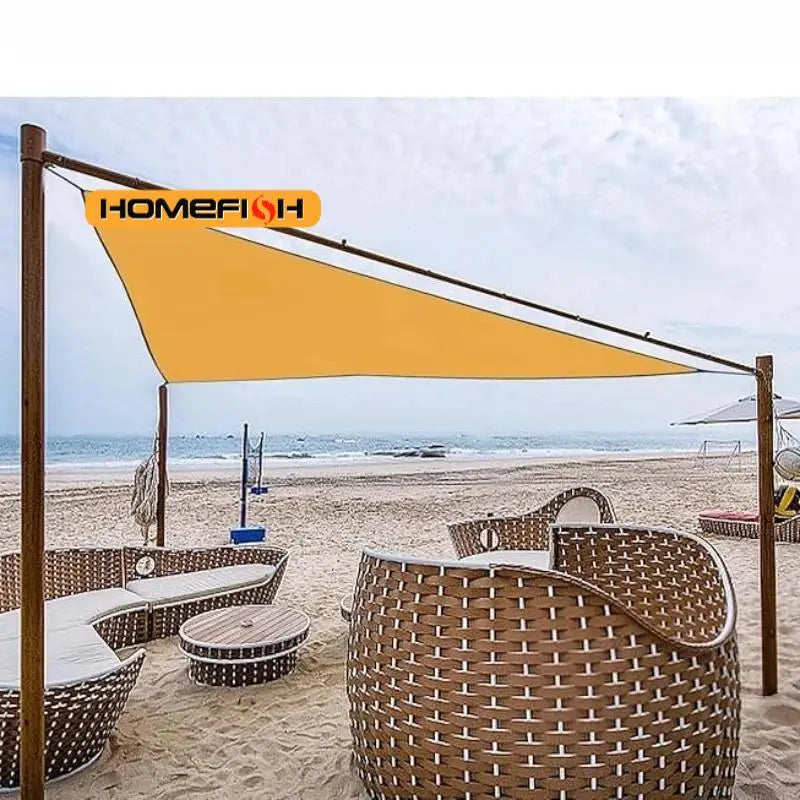toile d'ombrage moderne jaune marron vert gris poly coton tringles fixations plein air camping