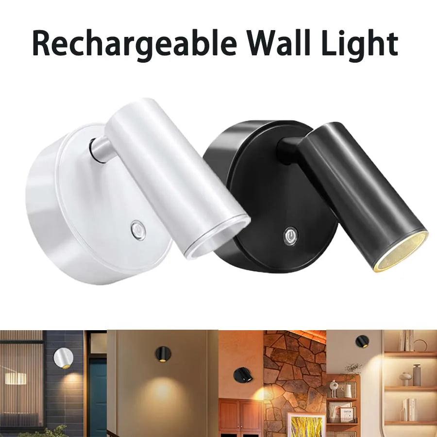 lampe murale rechargeable moderne blanc noir interrupteur tactile led 5v batterie abs