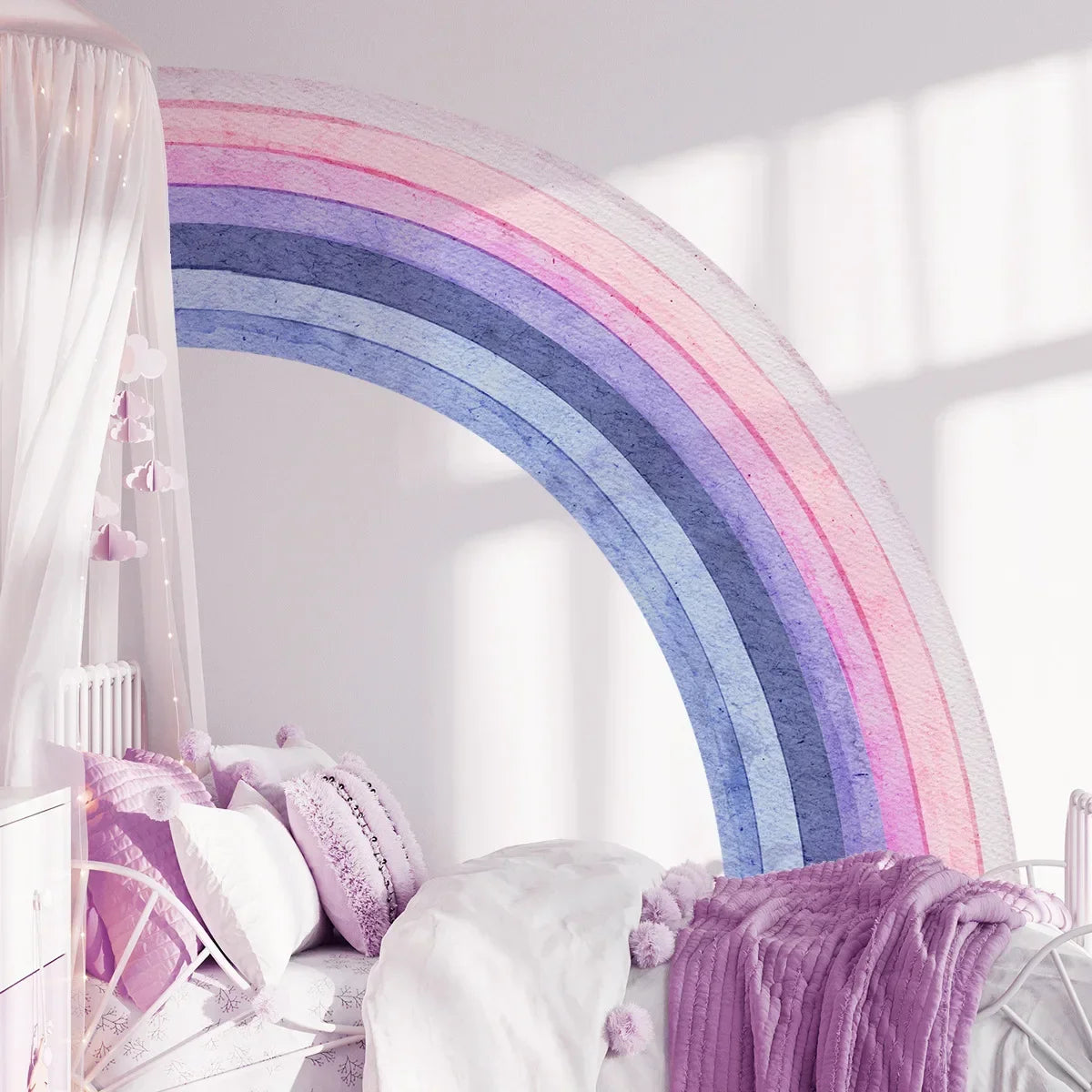 papier peint arc ciel moderne enfant rose violet bleu adhésif mural plusieurs pièces opaque