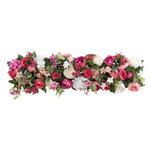guirlande florale artificielle fleurs roses feuilles vertes décoration intérieure classique 100x28cm anniversaire mariage
