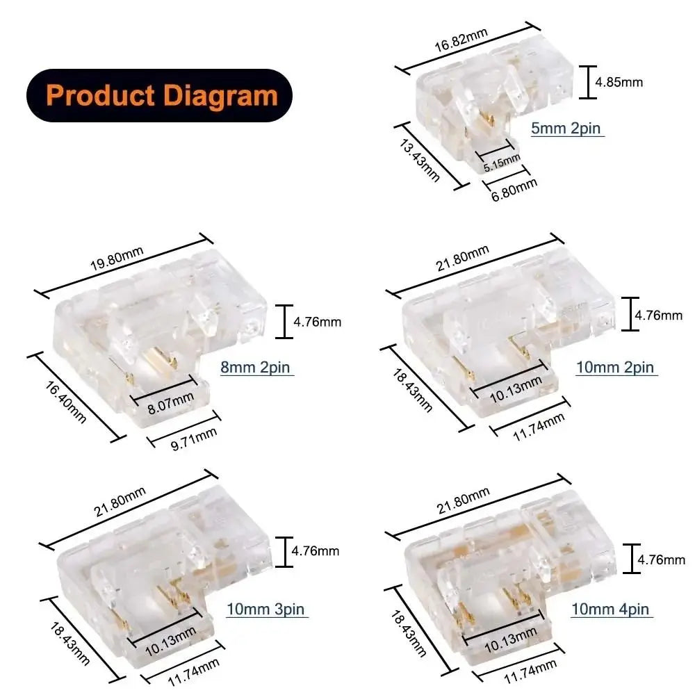 connecteur led transparent broches adhésif moderne pratique 10mm