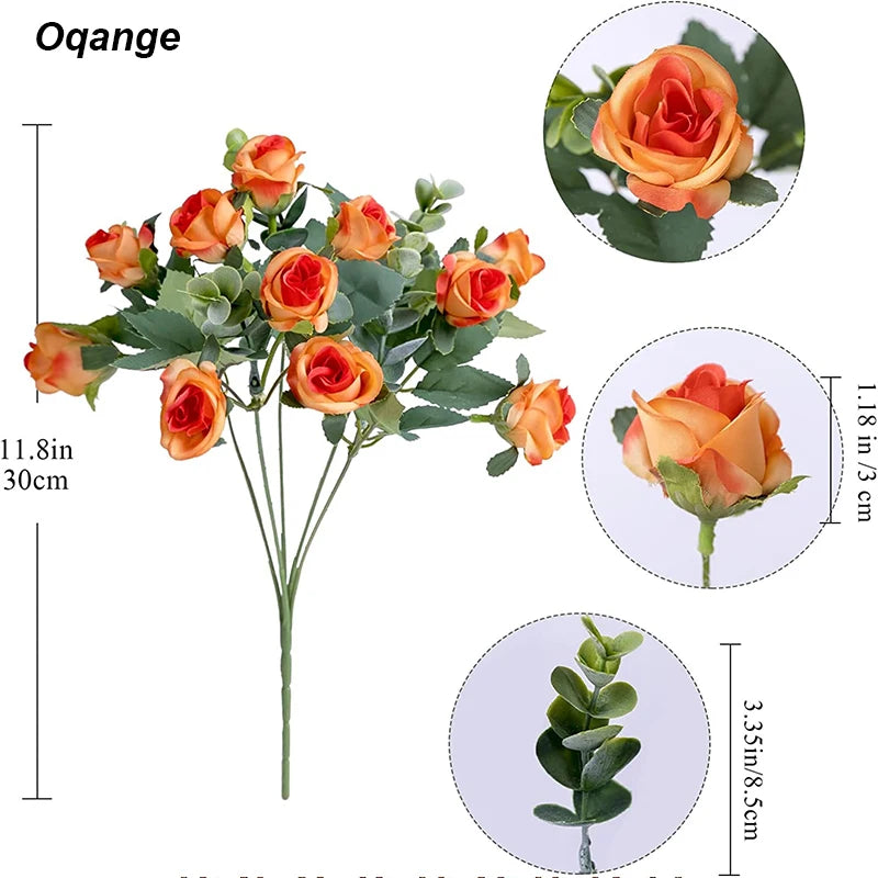 bouquet roses artificielles orange blanc rose clair violet feuilles vertes decoration maison mariage anniversaireintérieur