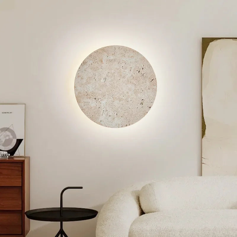 lampe murale moderne pierre naturelle texture granulaire diamètre 23cm 30cmambiante beigeclair beigefoncé