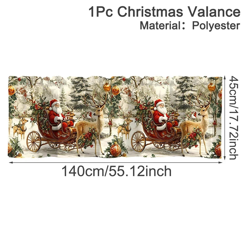 rideau noël blanc motifs flocons arbres eyelets polyester opaque traditionnel