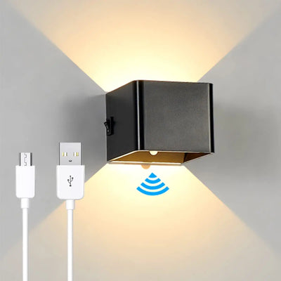Applique murale LED rechargeable noire avec détecteur de mouvement