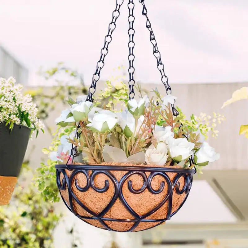 paniers suspendus décoratifs panier résine métal fleurs artificielles vintageextérieur balcon