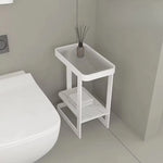 table salle bain moderne métal blanc texture grille gris marbre