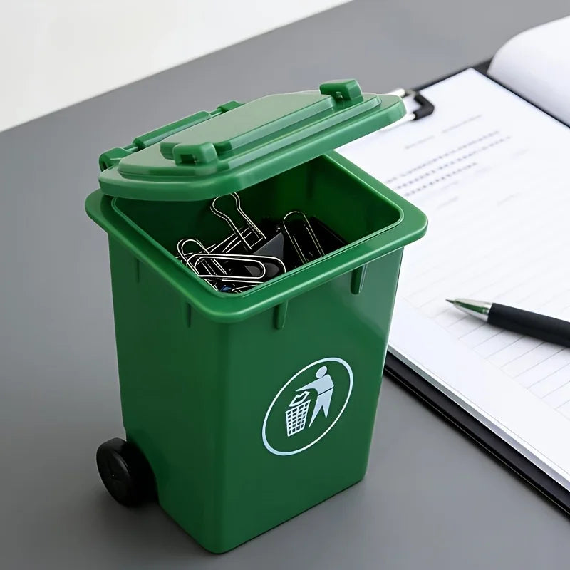 poubelle vert ludique rangement papeterie organisateur support multifonctionnel portable petite taille