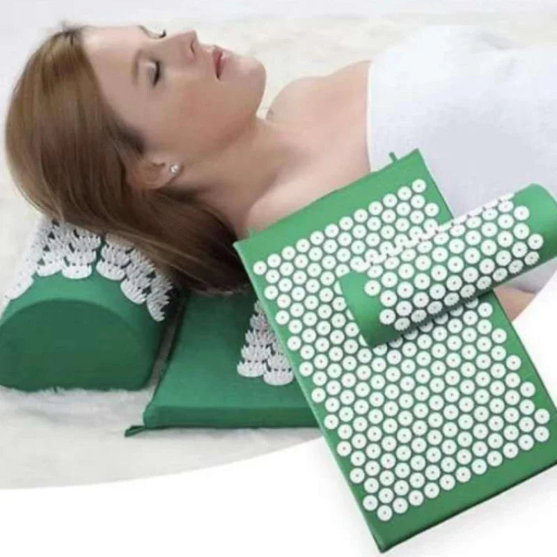 tapis massage acupression relaxation points blancs vert violet bleu moderne ergonomique sac transport