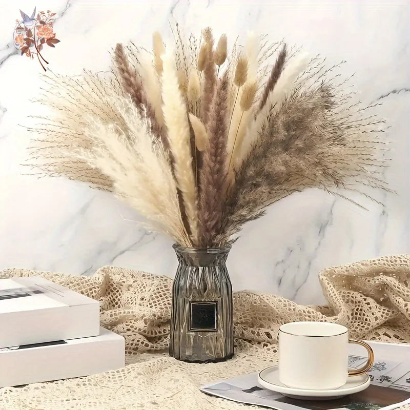 bouquet fleurs séchées naturel boho chic vase blanc décoration maison anniversaire mariage festive